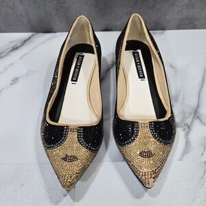 Alice + Olivia Loraine Stace Face Wedge Womens 39 Black Rhinestone Shoes